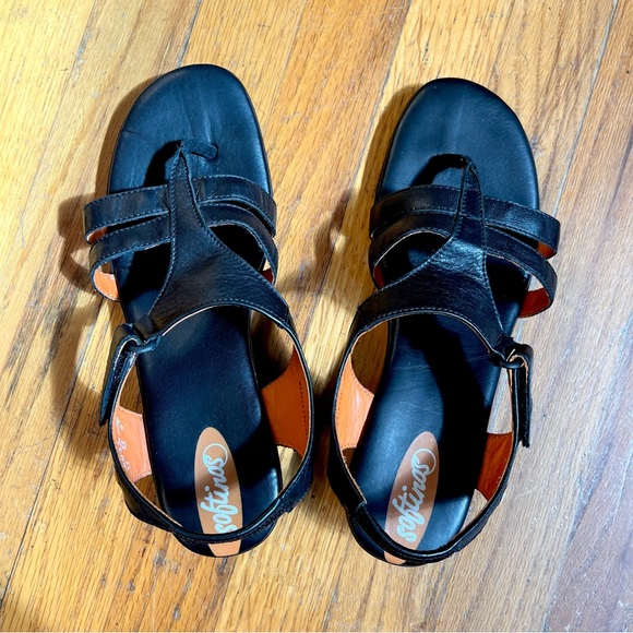 Softinos Black Leather Sandals, 40 - Picture 1 of 4